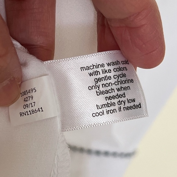 Lane Bryant Womens Shirt 18/20 Long Sleeve White Black Tunic Popover Chiffon Top - Picture 11 of 15